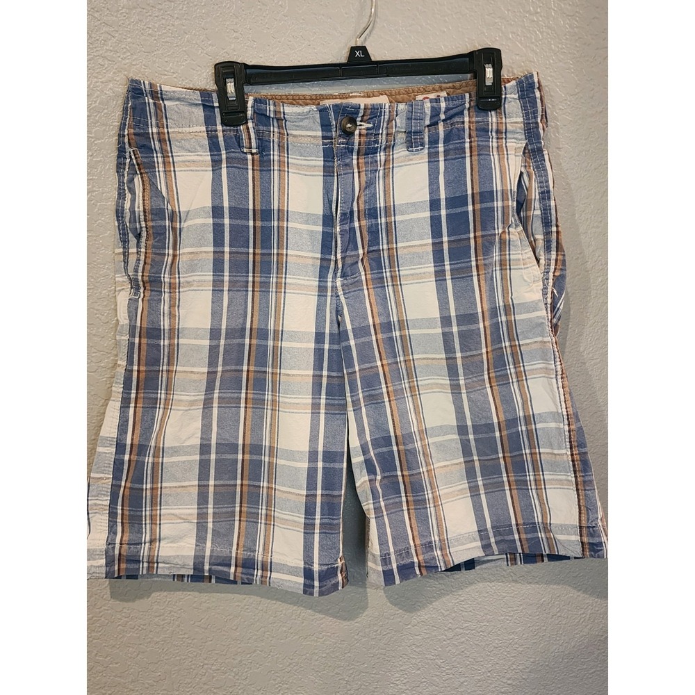 Mossimo‎ Supply Co Men's Blue Plaid Cargo Shorts Size 34 Inseam 9"